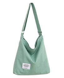 Covelin Bolso de hombro de lona retro de gran tamaño para mujer, bolso cruzado estilo Hobo, verde oscuro (Dark Sea Green), Talla única