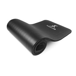 ProsourceFit Extra dikke yoga- en pilatesmat, 13 mm of 25 mm, 71 inch lange trainingsmat met comfortschuim en draagriem, zwart