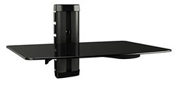 RICOO HiFi regał ścienny ze szklanym regałem na kable DVD-B1, regał na telewizor, uchwyt ścienny ze szklaną półką do odtwarzacza Blu-ray, DVD, projektora, PlayStation PS5, PS4, Xbox, regał szklany do