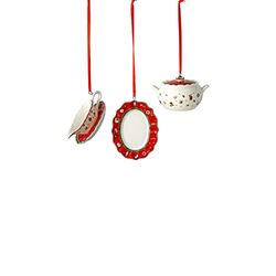 Villeroy & Boch - Toy’s Delight Decoration Decorazioni servizio di stoviglie, 3 pz, elegante set di decorazioni pendenti per l’albero di Natale, porcellana, colorate, 3 x 6 cm