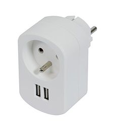 Gefotech 25415 stopcontact 16 A + aarding + 2 USB-opladers, 2 A, zwart