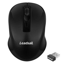 LeadsaiL Mouse Wireless, Mouse Senza Fili per PC Portatile, Mouse USB Ergonomico, 1600 DPI, 3 Pulsanti, Clic Silenzioso, 2.4 GHz, con Ricevitore USB Wireless Compatibile con Chromebook, Mac, Laptop