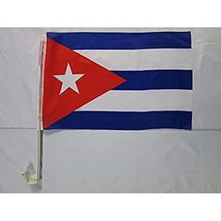 Cuba Autovlag 45x30 cm - Cubaanse Autovlaggen 30 x 45 cm - Banier 18x12 INCHES HIGH QUALITY PLASTIC STICK - AZ FLAG