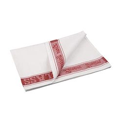 Vogue E910 Glass Cloth, Linen Union, 30" x 20", Red Border