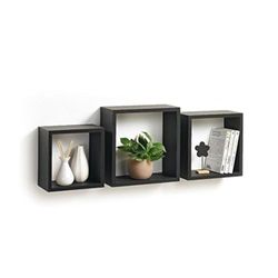 Modul'Home 6RAN789NR Cube förvaringsutrymme panel/MDF svart 3 storlekar 23 cm/26,5 cm/30 cm