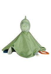 Sterntaler Manta de Seguridad M Dino Rexi – Manta de Peluche para bebé de Rizo y Jersey de Rizo – para bebés y niños con mordedor – Peluche para casa y Viaje, Color Verde Piedra