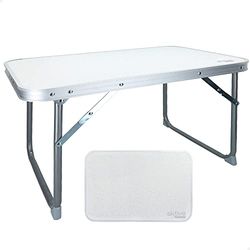 AKTIVE Strandtafel, inklapbaar, strandtafel, 60 x 40 x 40 cm, wit, metalen frame, houten plaat, kleine campingtafel, kantelbeveiliging (52836)