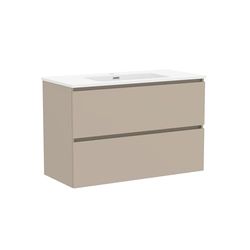 Baikal Mueble de Baño Klay. Mueble MONTADO. 2 Cajones Suspendido con Lavabo. Armario de Baño. Lavabo Ceramico. 100cm Visón.