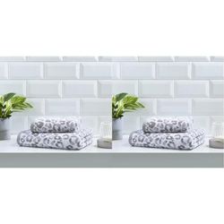 Fusion Bathroom - Animal Print - 100% Cotton Jacquard Hand Towel - 50 x 90cm in Grey (Pack of 2)