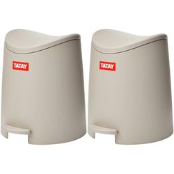 TATAY Standard Bathroom Pedal Bin, 3L, Polypropylene, Taupe (Pack of 2)