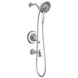 Delta Linden 17 Series T17494-I - Kit doccia a doppia funzione per vasca e doccia, con soffione a 2 getti In2ition 2 in 1, con tubo flessibile, cromato T17494-I (valvola non inclusa)