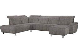 CAVADORE Tawo Salon de Jardin avec Chaise Longue à Droite et Coussin avec réglage de la tête de lit Gris foncé 345 x 91-102 x 247