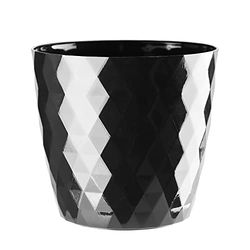 VERDENIA Cristal blomkruka lätt blomkruka balkongblomkruka dekorativ kruka för växter för inomhus- och utomhusbruk plastkruka rund många färger 12 cm svart