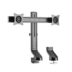 LogiLink BP0160 - Dubbele tafel-monitorhouder, 2-voudig van aluminium voor platte en gebogen monitoren (17-27 inch)