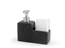 H&H Dosasapone da Cucina in Resina Nera con Porta Spugna – Eleganza e Funzionalità