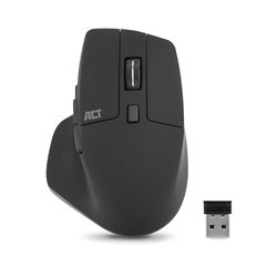 ACT mus trådlös multianslutning, tyst klick, 2,4 GHz Bluetooth USB dongel, trådlös mus, 2400 DPI, 6 knappar, tumhandtag, tillverkat av återvunna material – AC5146