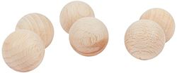 Rayher 6252400 ballen van ruw hout, diameter 25 mm, voor handwerk, niet geboord, 6 stuks