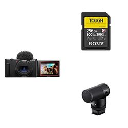 ‎Vlog camera ZV-1 II di Sony Fotocamera digitale ZV1M2BDI + Memoria SD-HC 256 GB SF-G256T + Microfono Shotgun Sony ECM-G1