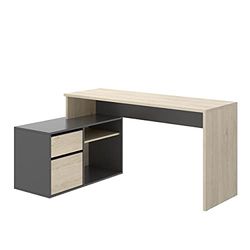 Rimobel ROX Table de Bureau, mélamine, Naturel/Graphite, Normal