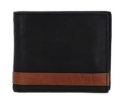 Fossil Portemonnee voor heren Quinn, - 100% leer Bifold zwart 11,43 cm L x 1,9 cm B x 8,89 cm H ML3644001