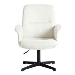 MEUBLE COSY Leunstoelen, Woonkamer kaptafel kantoor draaibare in hoogte verstelbare zitting in boucléstof voor woonkamer slaapkamer studeerkamer, wit, 63x66x94cm
