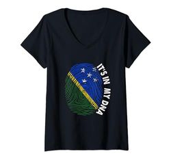 Donna Isole Salomone È nel mio DNA Pride Bandiera delle Isole Salomone Maglietta con Collo a V