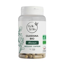 BRÛLE GRAISSE & CURE MINCEUR - Guarana Bio certifié Bio - 120 gélules - Cure 1 mois - Pilulier BELLE&BIO - Fabriqué en France
