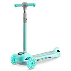 Ricokids LED barnskoter 3 hjul barnskoter höjd justerbar stadsskoter vikbar sparkcykel vikbar trehjuling skoter PIKO lastkapacitet 25 kg för barn från 3 år (grön)