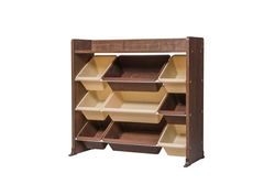 Iris Ohyama, Étagère pour Jouet, Meuble de Rangement Enfant, Organisateur, Boîtes à Jouets, 9 coffres Amovibles Multicouleurs, Ecole, Chambre, Salle de Jeux - Kids Toy Rack - TKTHR-39 - Marron