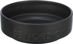 TRIXIE Bebedero para Perros de cerámica BE Nordic 500 ml Negro – Moderno comedero para Perros pequeños, diámetro 16 cm, Cuenco de cerámica con Goma Antideslizante – 24523