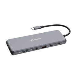 Verbatim USB C Hub 13 en 1, multipuerto USB-C a HDMI, RJ45, USBA-A y USB-C PD, con Lector de Tarjetas SD, para Mac, MacBook Pro/Air, iPad Pro, Thinkpad, Windows Computadora, Portátil y Co