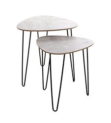 HAKU Möbel Set di 2 tavolini, MDF, effetto cemento nero, L 40 x P 40 x A 43 cm/L 48 x P 48 x A 48 cm