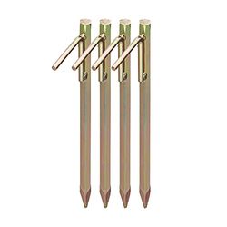 Relaxdays Heavy Duty Tent Stakes Set of 4, for Rocky Terrain, 30.5 cm, Camping Accessory, Galvanized Steel, Alloy, Gold/Brass, 30.5 x 9 x 1.5cm