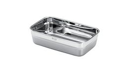 RÖSLE FLEXX 2GO - Contenitore rettangolare da 0,6 l, in acciaio inox, adatto al microonde e al forno fino a 150 °C, lavabile in lavastoviglie, colore: Argento