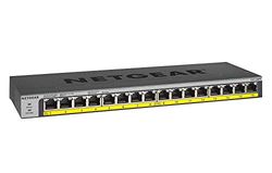 NETGEAR Switch PoE 16 porte Unmanaged GS116PP, switch ethernet gigabit con 16 PoE+ a 183 W, montaggio desktop, a parete o su rack e assistenza limitata a vita