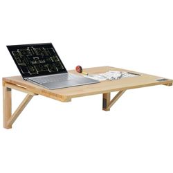 VEVOR Wandgemonteerde klaptafel, 80 cm x 60 cm wandmontage drop leaf tafel, houten zwevend bureau met ijzeren beugel, neerklapbaar bureau voor kleine ruimtes, thuiskantoor, eetkamer, wasruimte,