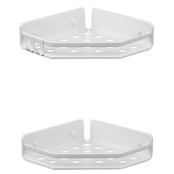 TATAY 2 Pack Panier de Douche d'angle de la Collection Serenity, en Aluminium, Couleur Blanc, Dimensions 20 x 20 x 5.5 cm