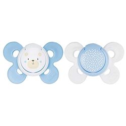 Chicco Chupeta PhysioForma Comfort 0-6 Meses, Chupeta para bebés com tetina de silicone, mamilo macio, recém-nascido, apoia a respiração física e o desenvolvimento correto da boca, azul, 2 unidades
