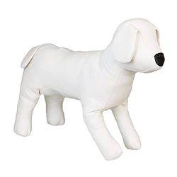Croci Manichino Cane S - Manichino da Esposizione vetrina Dorso 30 cm, per Cappotto Impermeabile Maglioncino e Felpa, modellino Sartoriale Peluche in Similpelle Bianca, Gambe Regolabili