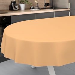 ANRO Nappe en Toile cirée Lavable, pour Table de Jardin, pour l'extérieur et l'intérieur, Ovale, avec Ourlet, Abricot - 200 x 140 cm
