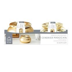 HOME DECO FACTORY, TB1050, Cendrier Marocain Diamètre 10cm, Design et Ultra-Pratique, ce cendrier doré d'inspiration Orientale a Tout pour Vous plaire, Facile à Nettoyer