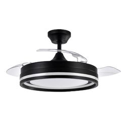 Brightium Ventilator DC Cerrato zwart, 72 W, met 3 uitklapbare vleugels, krachtig, 7200 lm en 6 snelheden, verkrijgbaar in 3000 K, 4500 K en 6000 K, afstandsbediening, timer en geheugenfunctie