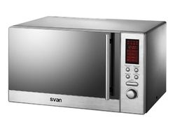 Svan Microondas 23 Litros con Grill Inox SVMW823GDX. 800W, Grill 1000W, 8 Programas, Modo Descongelación, Revestimiento Interior, Fácil Limpieza, Temporizador 95min.