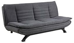 AC Design Furniture Jasper Divano Letto Grigio Scuro/Nero, Sofa Letto con 3 Posizioni Reclinabili, Moderno 3 Posti Senza Braccioli, Imbottito con Gambe in Metallo Nero, L: 196 x H: 91 x P: 98 cm