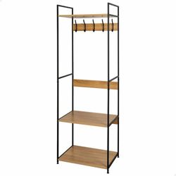 AKTIVE Max Home Porte-Chaussures entrée et Porte-Vêtements, 5 Crochets et 3 Étagères, 60X40X175 cm, Style Industriel, Pieds Réglables, Couloir, etagères, Porte-Chaussures (18432)