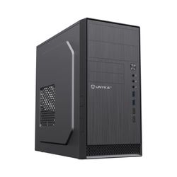 UNYKAch Custodia per computer Micro ATX Aero C12 nera, due porte USB 3.0 e due porte USB Type C 2.0, compatibile con ATX