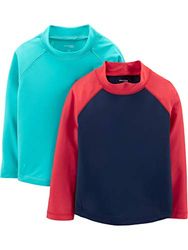 Simple Joys by Carter's Baby Boys' 2-Pack Assorted Rashguard Sets Rash Guard Shirt, Blue/Red, 2 Years (Pack of 2)