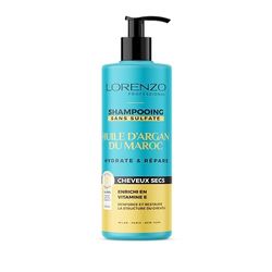 Lorenzo - Shampoing Revitalisant à l'Argan du Maroc - Hydratation Profonde pour Cheveux Secs - Sans Sulfate, Paraben, Silicone, Colorant - 500ml