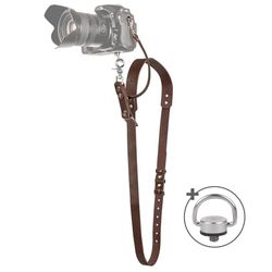 Leather Camera Strap for One Camera - Professional Single Leather Harness Shoulder Strap Quick Release Gear DSLR/SLR, Brown