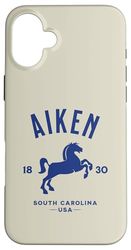 Aiken South Carolina USA Equestre Cavallo Distressed Design Custodia per iPhone 16 Plus